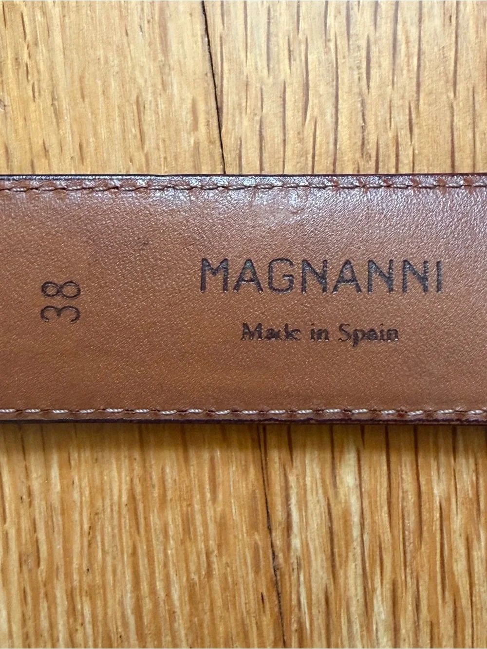 Magnanni Brown Leather Belt Silver Buckle Men’s Size 38